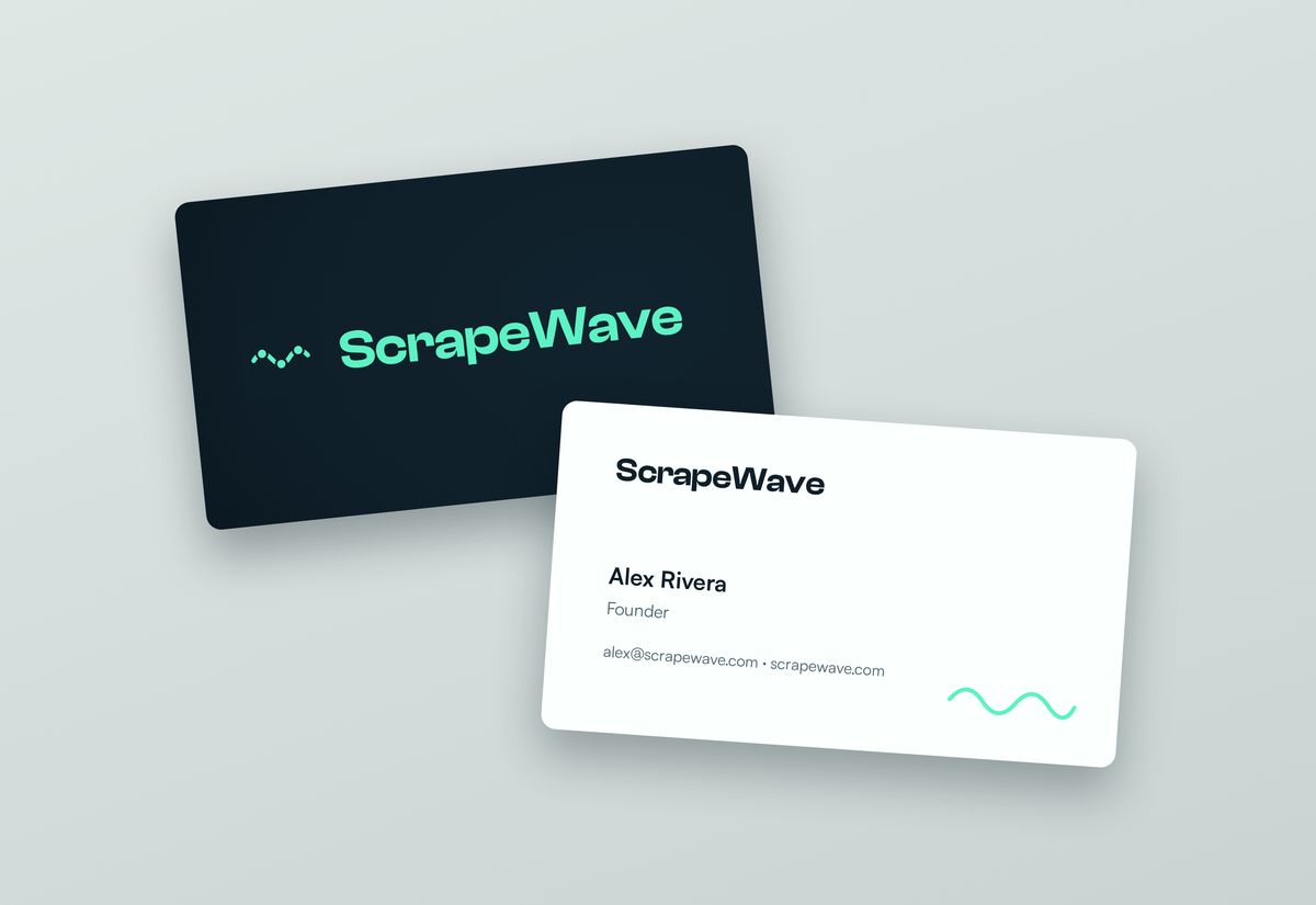 ScrapeWave business cards, from its launch kit