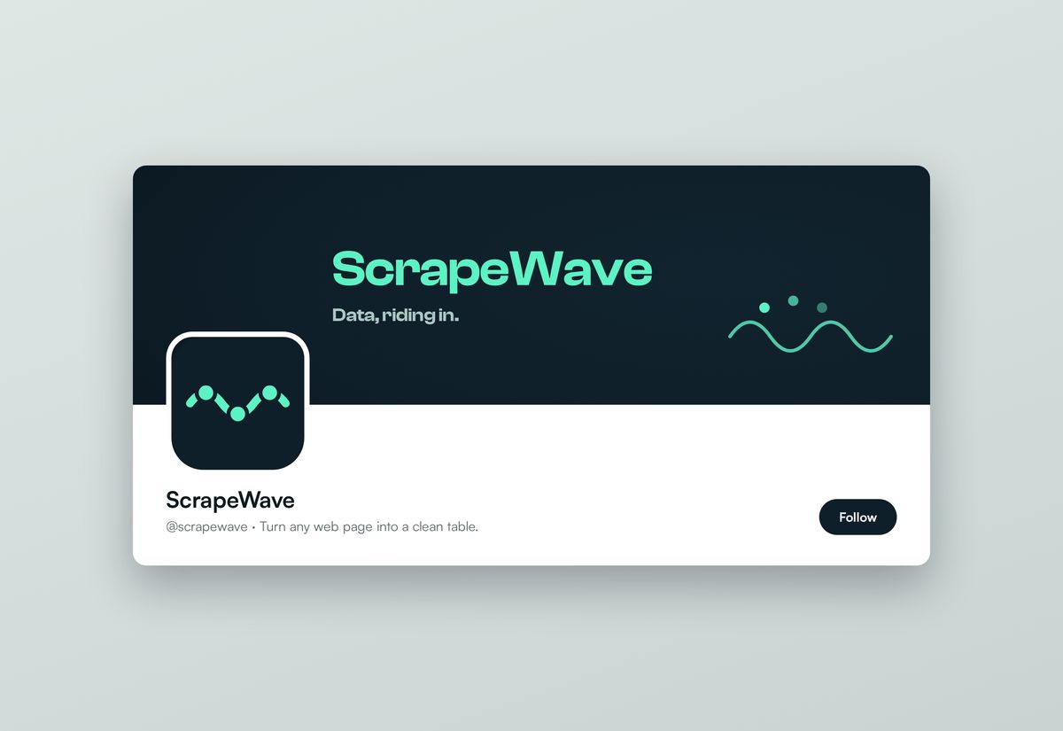 ScrapeWave social profile, from its launch kit